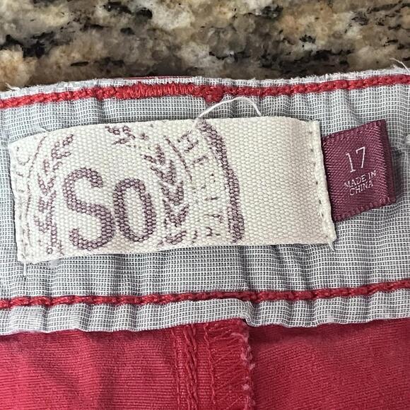 Vintage Y2K SO Red Low Rise Micro Shorts Size 17 Bright Hot Booty Mini Shorts - Picture 6 of 8